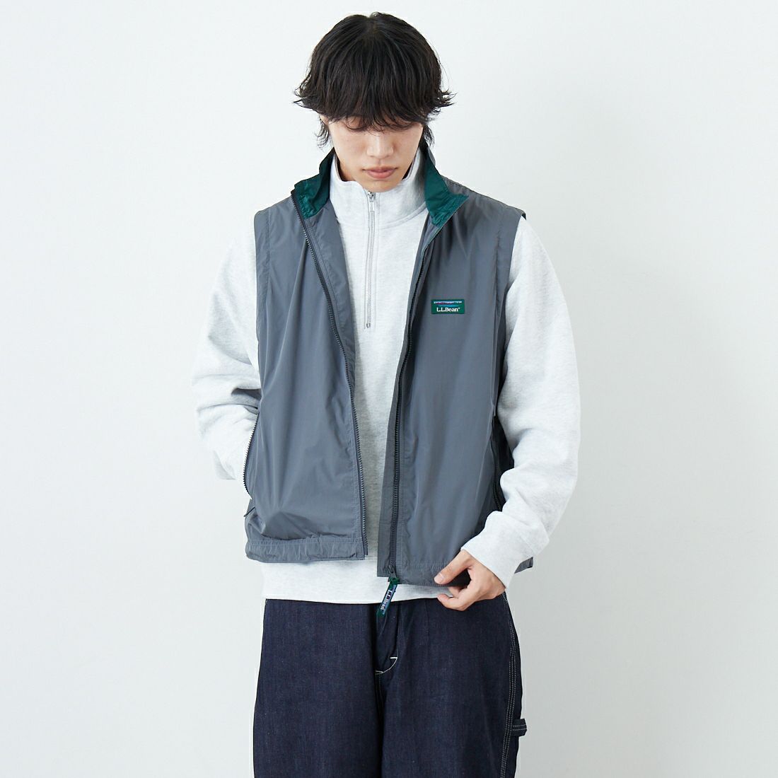 L.L.BEAN [エルエルビーン] ロクスベリーベスト [6175-3042] 48 STEEL &&モデル身長：179cm 着用サイズ：M&&