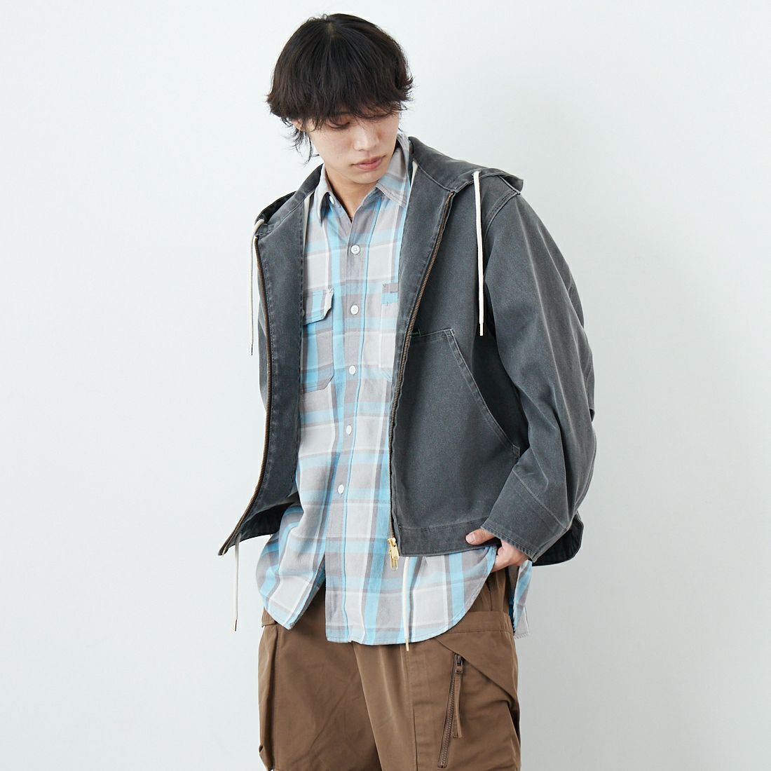 50 F.BLACK&&モデル身長：179cm 着用サイズ：M&&