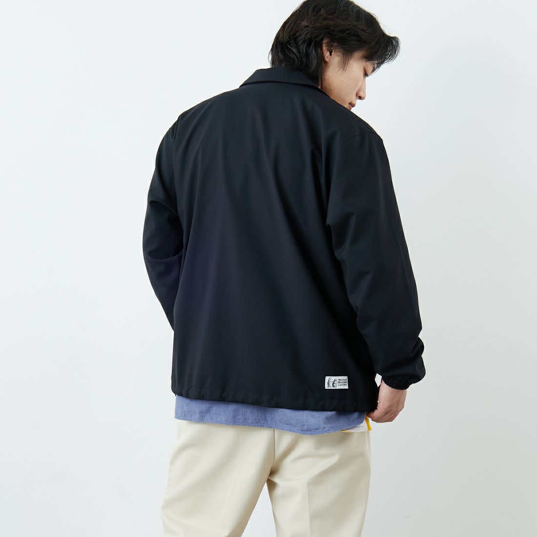 Marmot [マーモット] 別注 メリノウール コーチジャケット [MTSS26MJK330IN-JF] BLACK &&モデル身長：179cm 着用サイズ：L&&