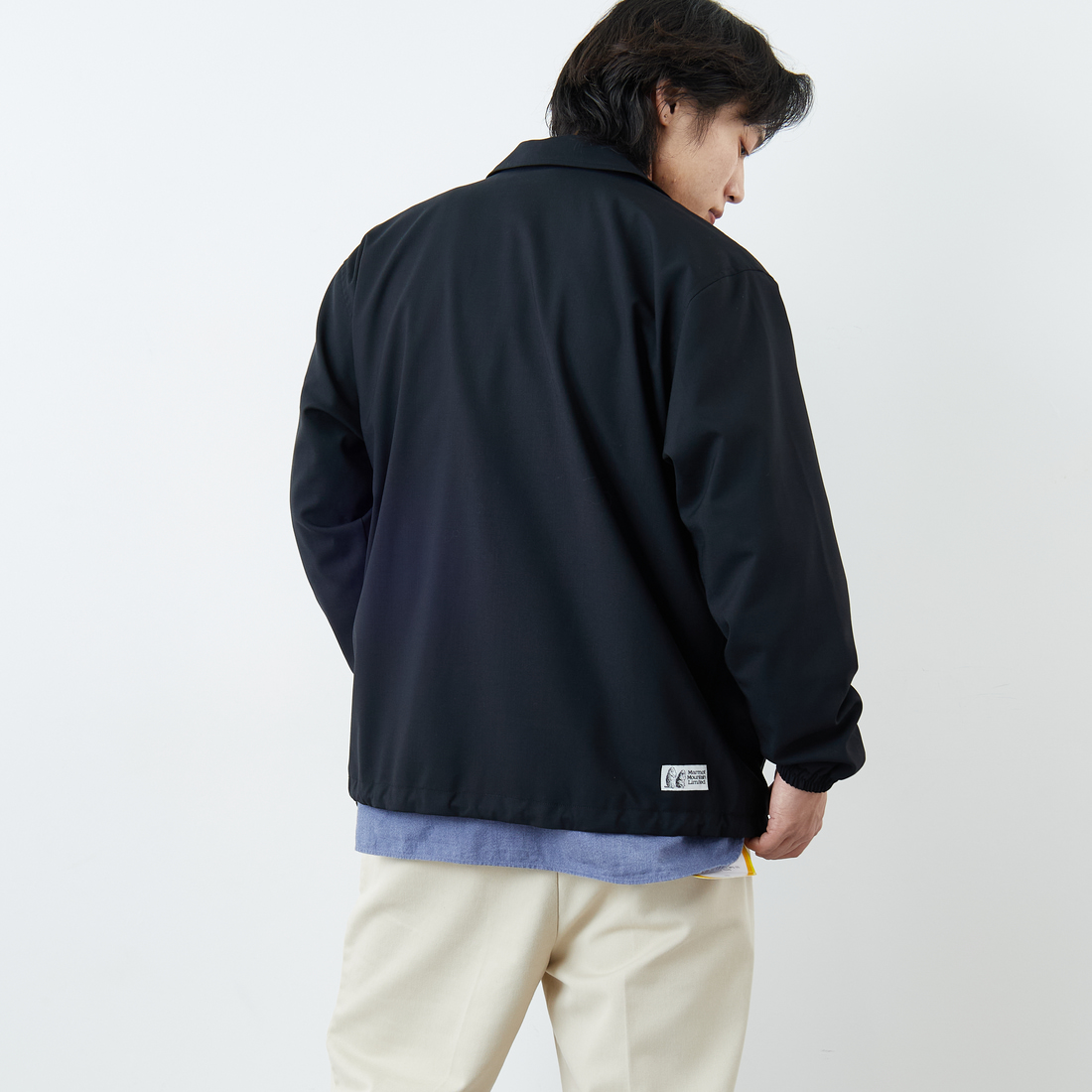 Marmot [マーモット] 別注 メリノウール コーチジャケット [MTSS26MJK330IN-JF] BLACK &&モデル身長：179cm 着用サイズ：L&&