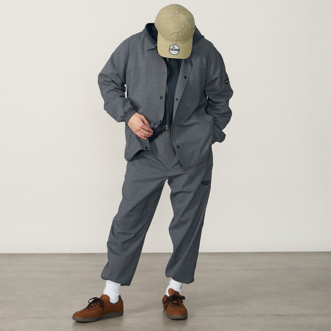 Marmot [マーモット] 別注 メリノウール コーチジャケット [MTSS26MJK330IN-JF] GRAY &&モデル身長：179cm 着用サイズ：L&&