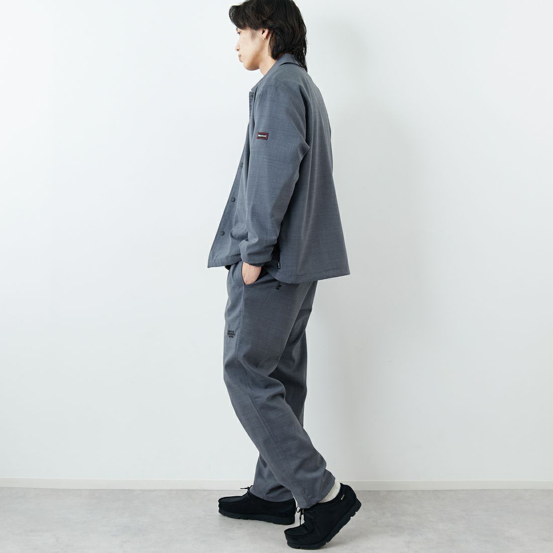 Marmot [マーモット] 別注 メリノウール コーチジャケット [MTSS26MJK330IN-JF] GRAY &&モデル身長：179cm 着用サイズ：L&&