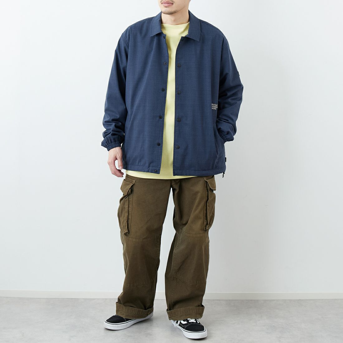 Marmot [マーモット] 別注 メリノウール コーチジャケット [MTSS26MJK330IN-JF] NAVY &&モデル身長：168cm 着用サイズ：L&&