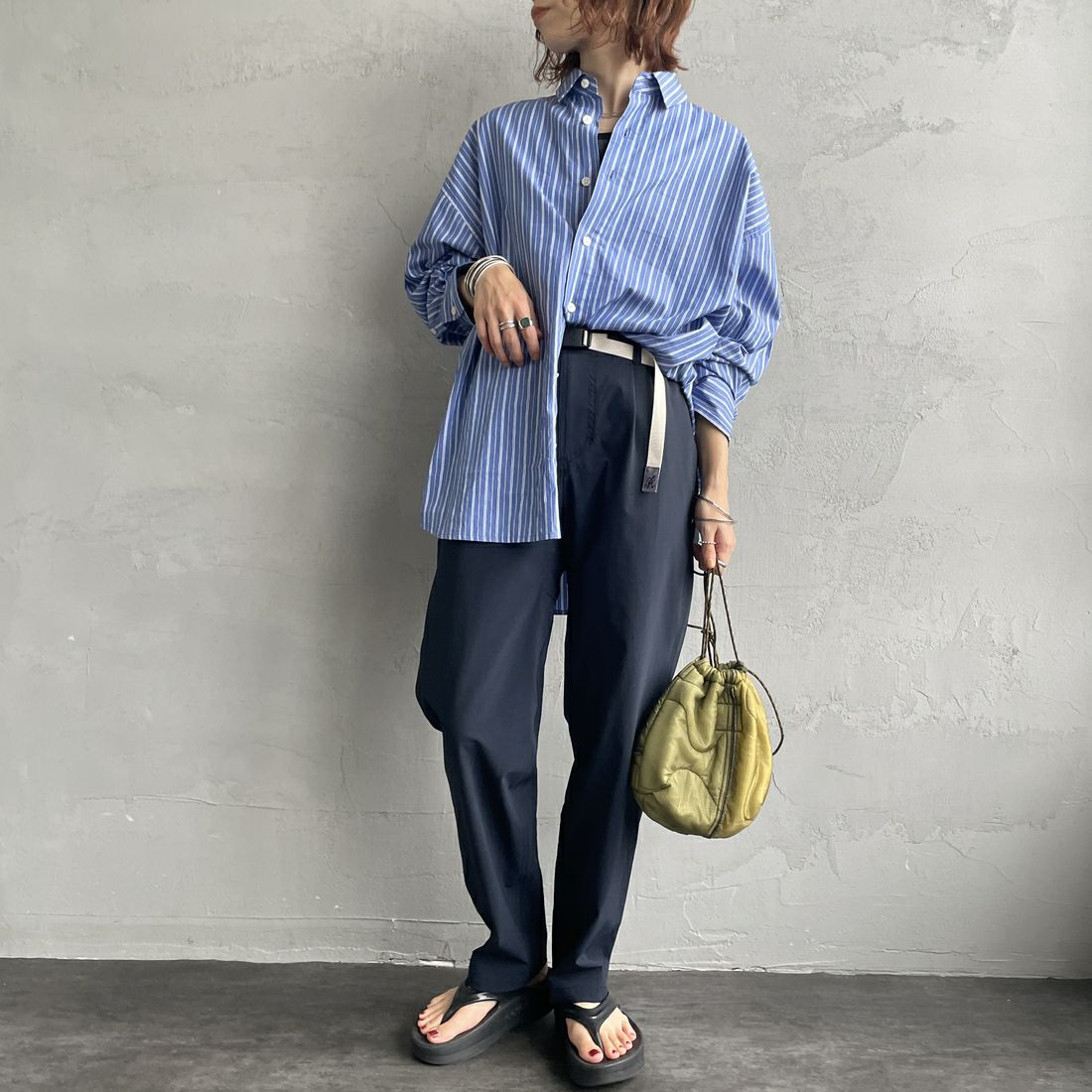 GRAMiCCi [グラミチ] 別注 エブリデイ ナイロンパンツ [GUP6-S2013-JF] MIDNIGHT &&モデル身長：158cm 着用サイズ：S&&