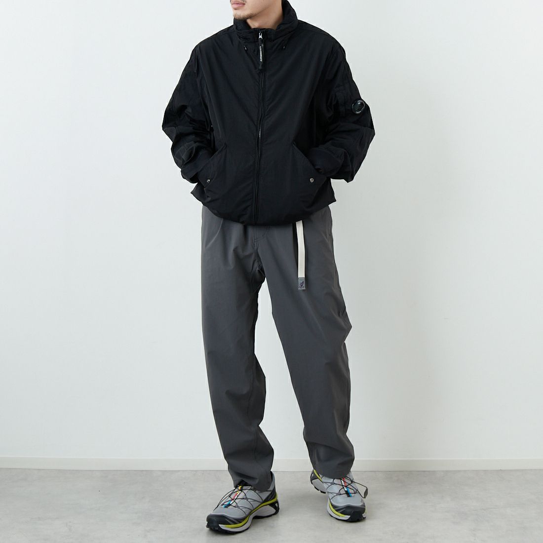 GRAMiCCi [グラミチ] 別注 エブリデイ ナイロンパンツ [GUP6-S2013-JF] GRAY &&モデル身長：168cm 着用サイズ：L&&