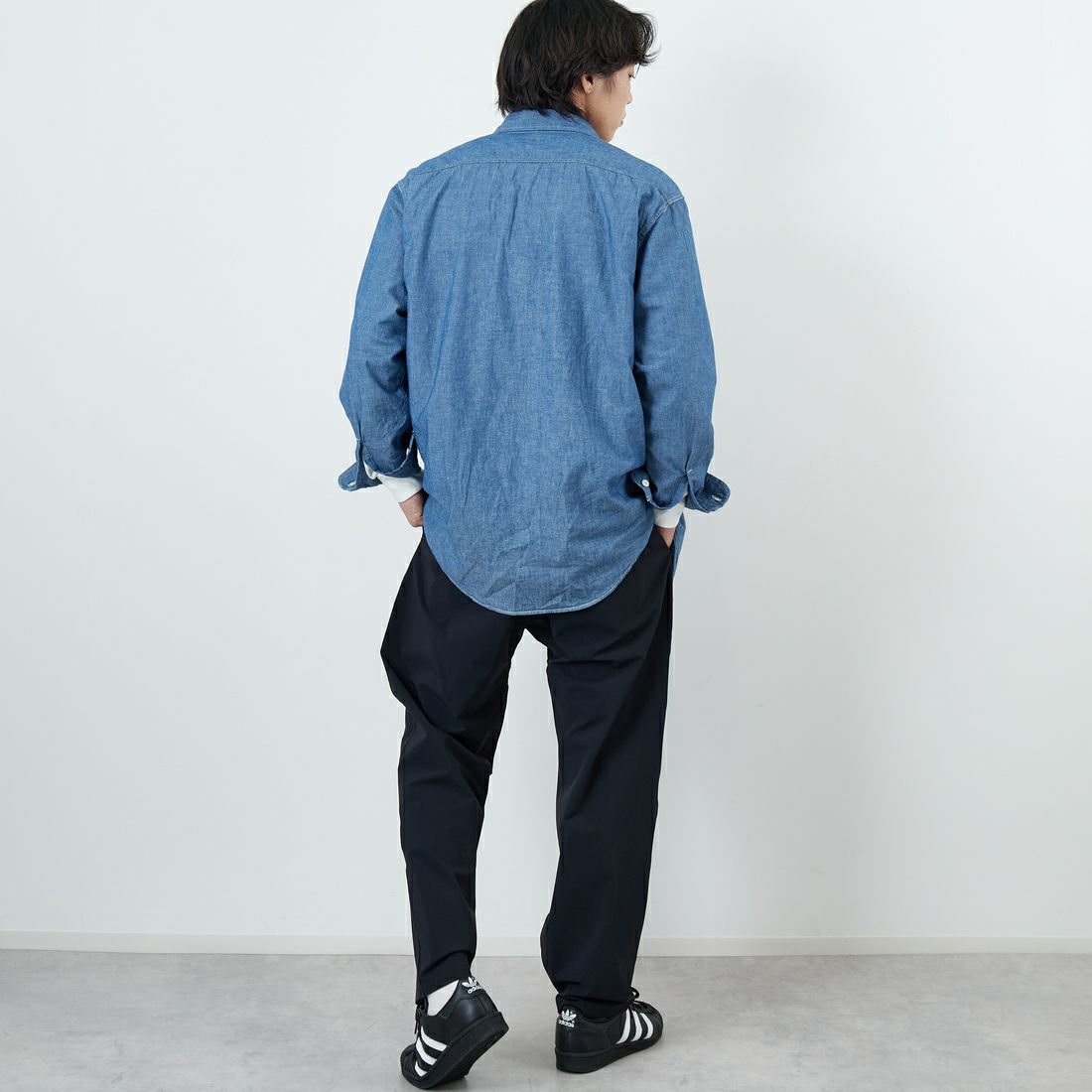 GRAMiCCi [グラミチ] 別注 エブリデイ ナイロンパンツ [GUP6-S2013-JF] BLACK &&モデル身長：179cm 着用サイズ：XL&&