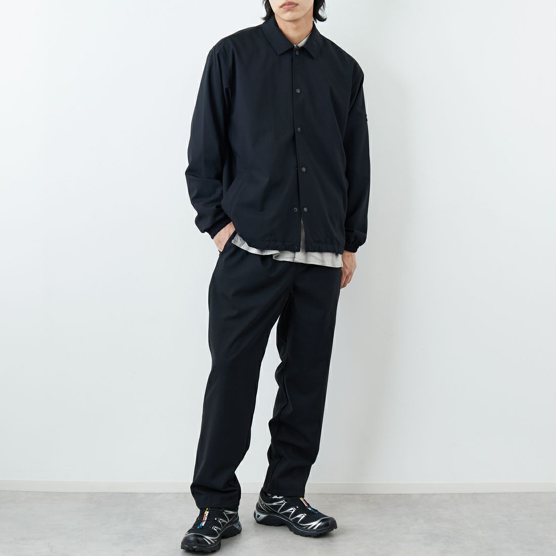Marmot [マーモット] 別注 メリノウール タックパンツ [MTSS26MPT331IN-JF] BLACK &&モデル身長：179cm 着用サイズ：L&&