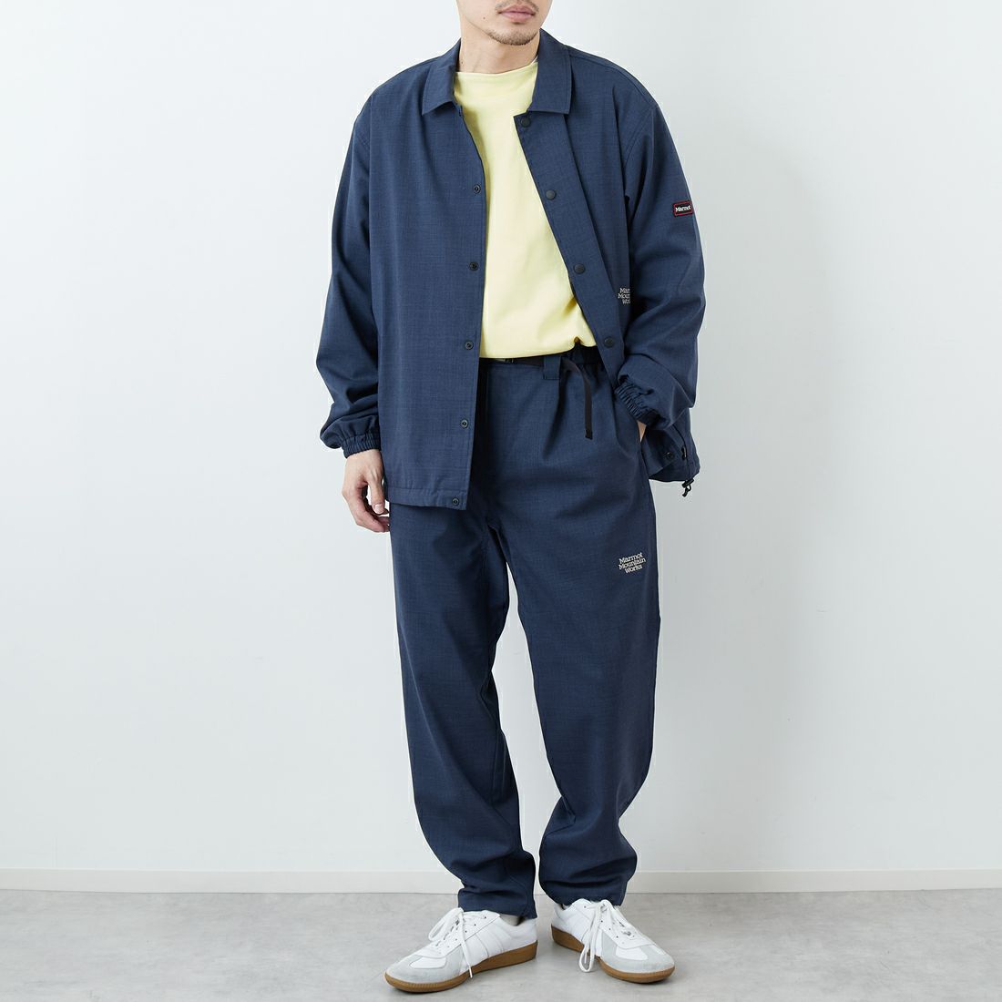 Marmot [マーモット] 別注 メリノウール タックパンツ [MTSS26MPT331IN-JF] NAVY &&モデル身長：168cm 着用サイズ：L&&