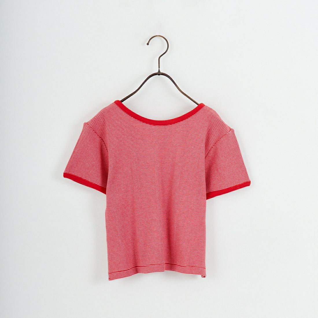 Robert P.Miller [ロバートピーミラー] 別注 クロップド丈 ボーダーヘンリーネックTシャツ [RM261-2265IN-JF] CHERRY