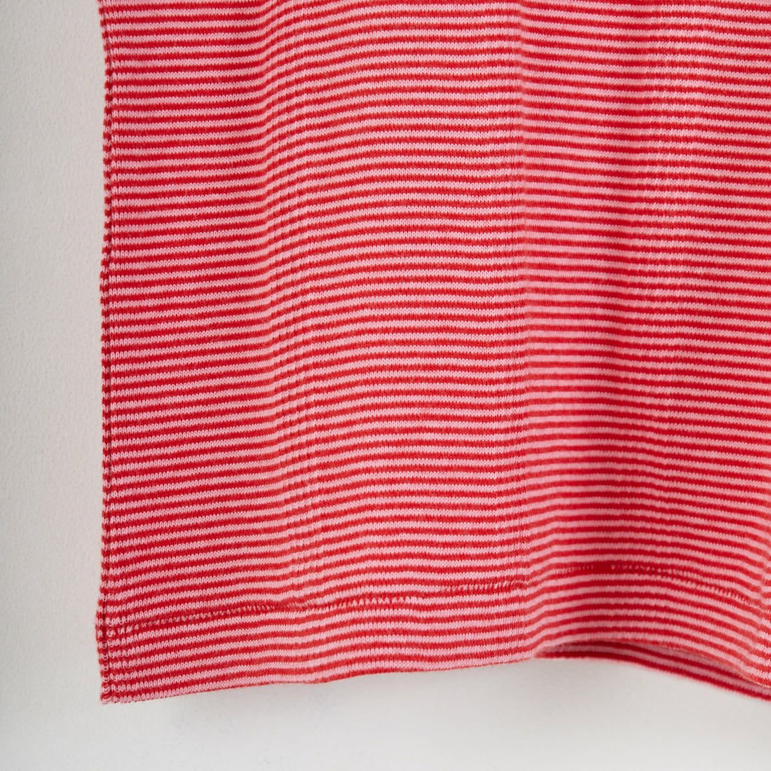 Robert P.Miller [ロバートピーミラー] 別注 クロップド丈 ボーダーヘンリーネックTシャツ [RM261-2265IN-JF] CHERRY