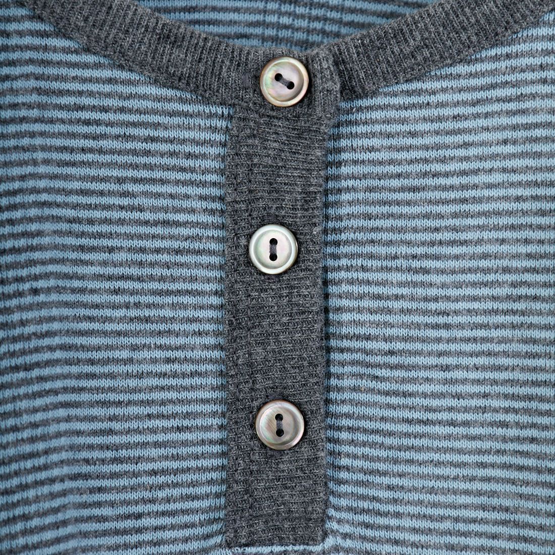 Robert P.Miller [ロバートピーミラー] 別注 クロップド丈 ボーダーヘンリーネックTシャツ [RM261-2265IN-JF] CLOUD