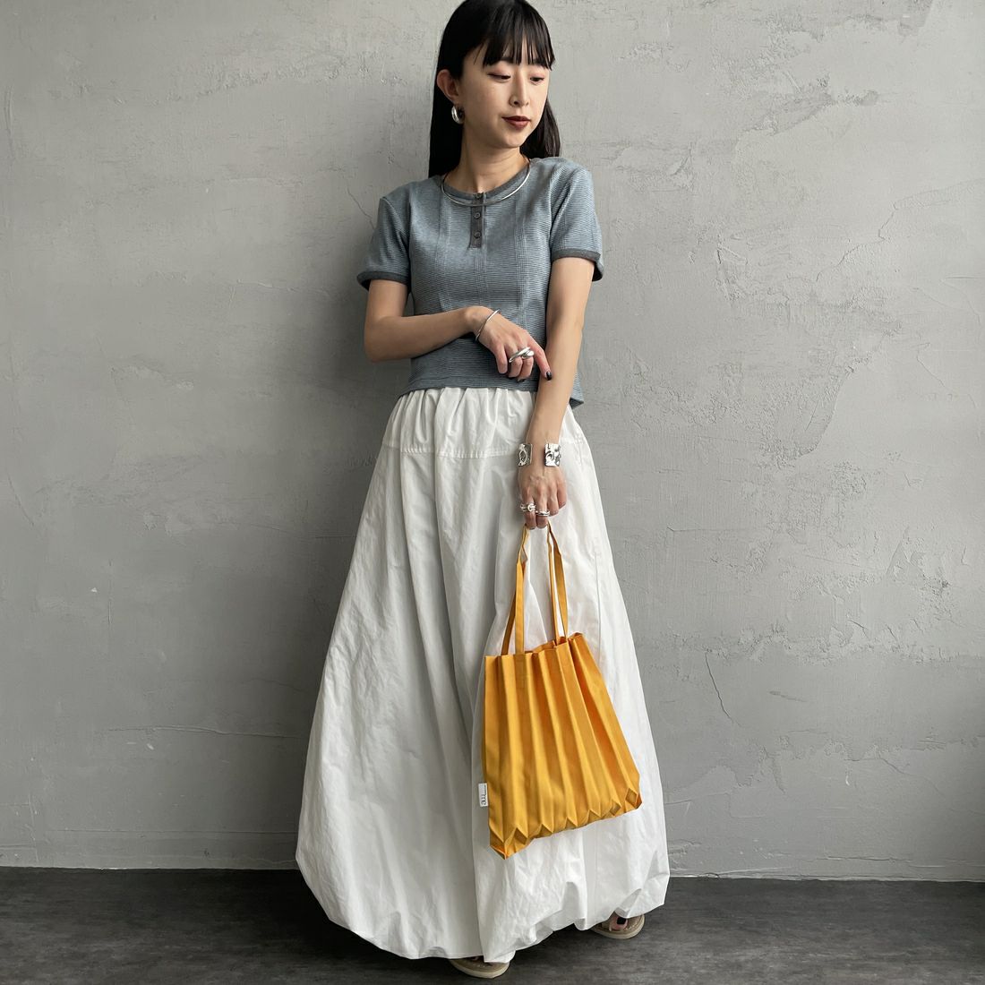 Robert P.Miller [ロバートピーミラー] 別注 クロップド丈 ボーダーヘンリーネックTシャツ [RM261-2265IN-JF] BROWN