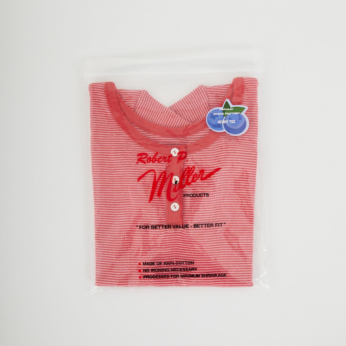 Robert P.Miller [ロバートピーミラー] 別注 クロップド丈 ボーダーヘンリーネックTシャツ [RM261-2265IN-JF] CHERRY