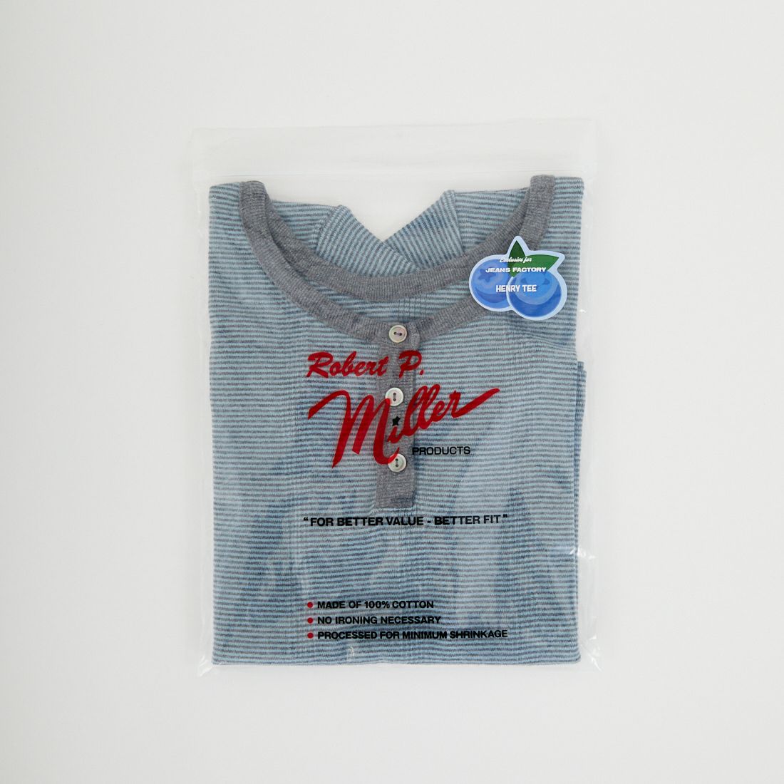 Robert P.Miller [ロバートピーミラー] 別注 クロップド丈 ボーダーヘンリーネックTシャツ [RM261-2265IN-JF] CLOUD