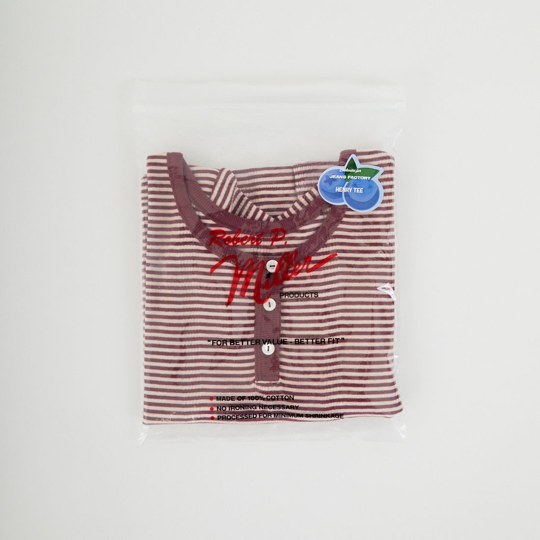 Robert P.Miller [ロバートピーミラー] 別注 クロップド丈 ボーダーヘンリーネックTシャツ [RM261-2265IN-JF] CLAY