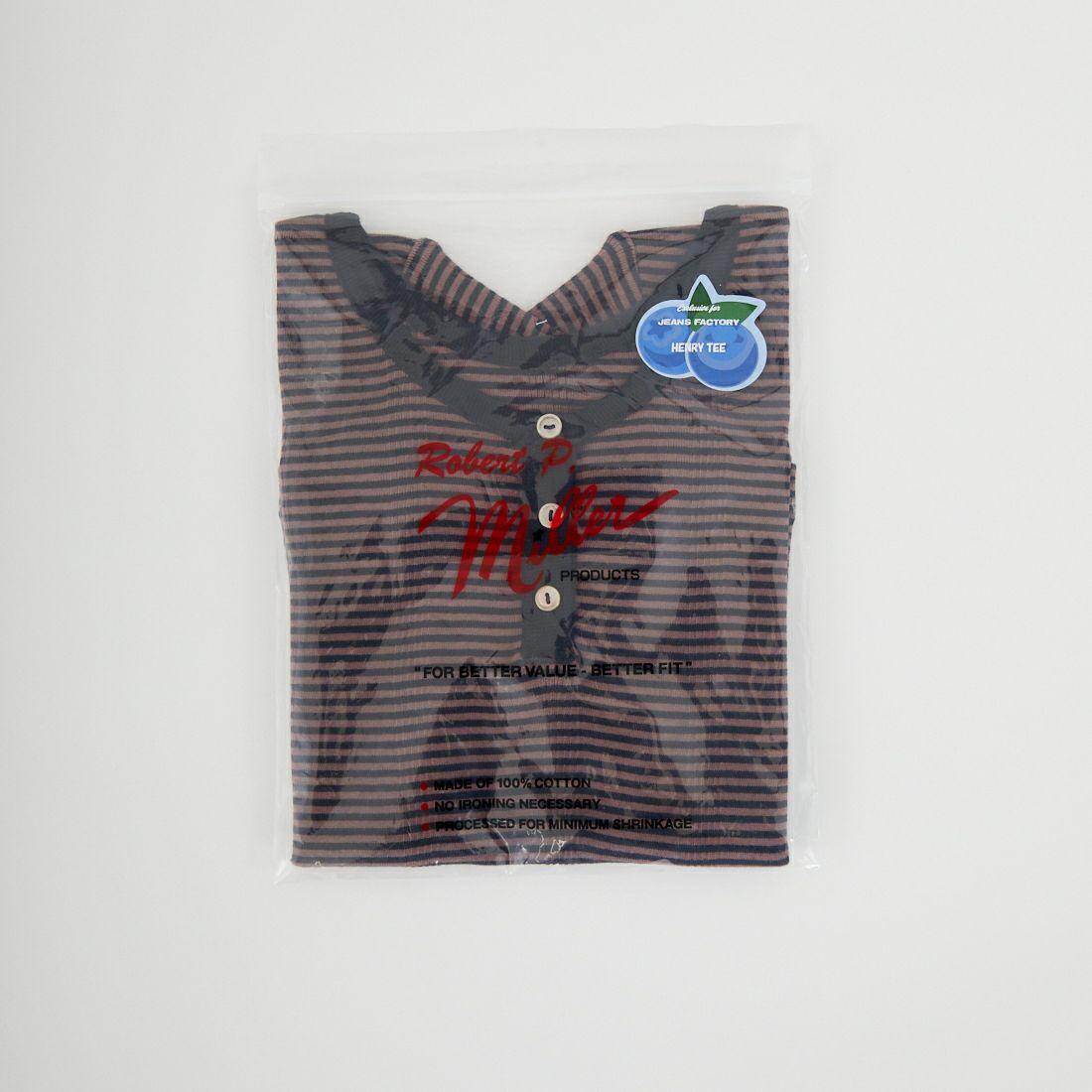 Robert P.Miller [ロバートピーミラー] 別注 クロップド丈 ボーダーヘンリーネックTシャツ [RM261-2265IN-JF] BROWN