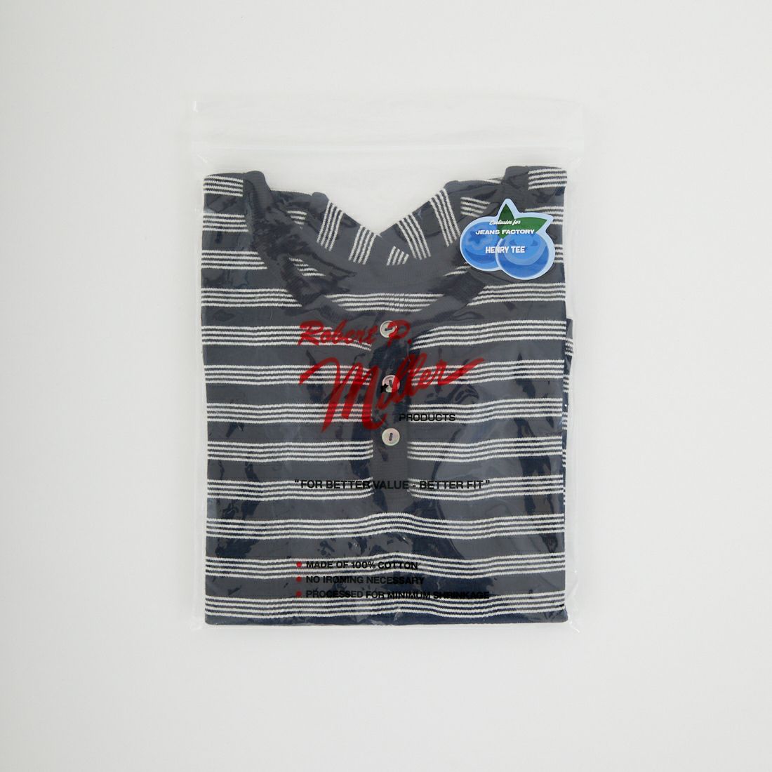 Robert P.Miller [ロバートピーミラー] 別注 クロップド丈 ボーダーヘンリーネックTシャツ [RM261-2265IN-JF] CARBON