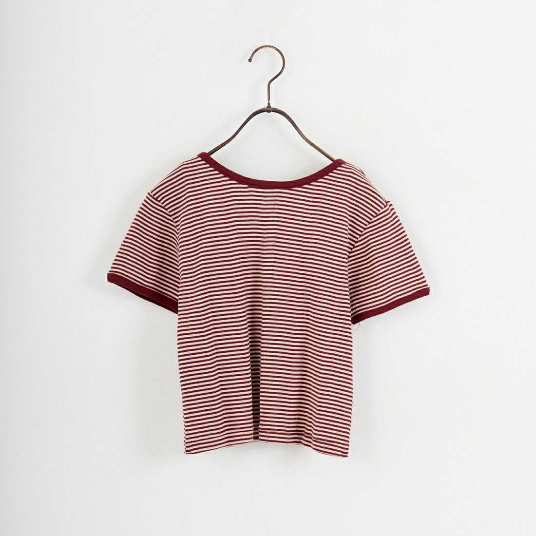 Robert P.Miller [ロバートピーミラー] 別注 クロップド丈 ボーダーヘンリーネックTシャツ [RM261-2265IN-JF] CLAY