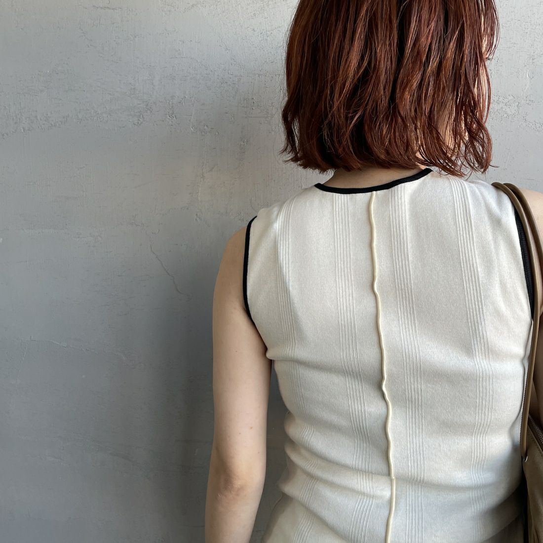 Robert P.Miller [ロバートピーミラー] 別注 配色 センタースリット パネルリブタンクトップ [RM261-2261IN-JF] BLK/IVO