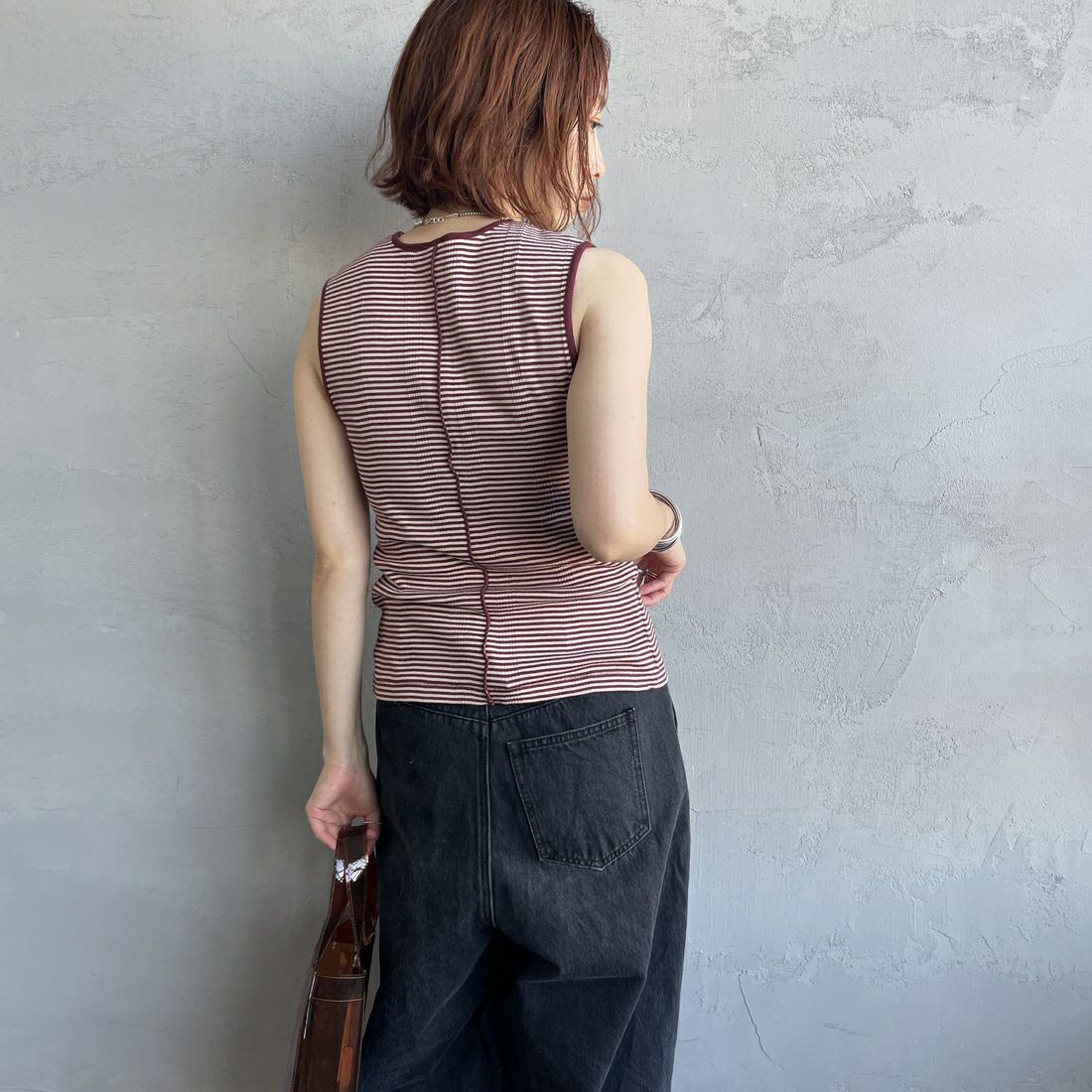 Robert P.Miller [ロバートピーミラー] 別注 配色 センタースリット パネルリブタンクトップ [RM261-2261IN-JF] IVO/BLK