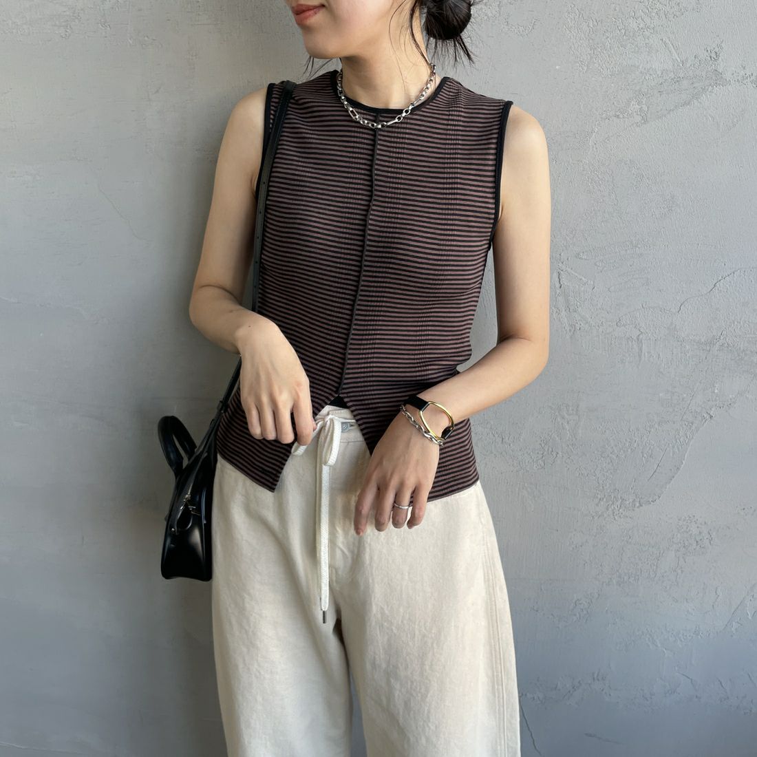 Robert P.Miller [ロバートピーミラー] 別注 配色 センタースリット パネルリブタンクトップ [RM261-2261IN-JF] BLK/IV]