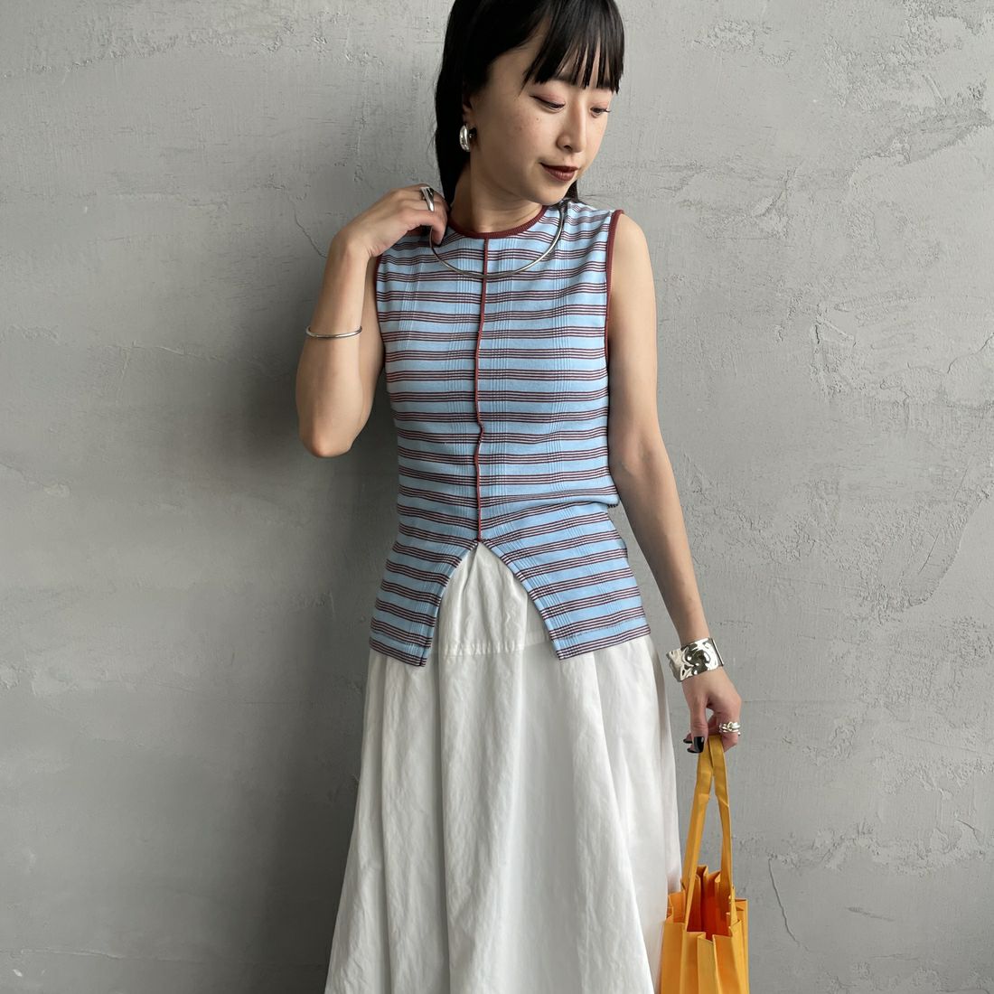 Robert P.Miller [ロバートピーミラー] 別注 配色 センタースリット パネルリブタンクトップ [RM261-2261IN-JF] BROWN