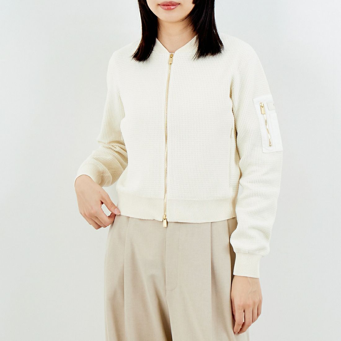 TATRAS [タトラス] SKALA/スカーラ ニットブルゾン [LCKZ0346053588] IVORY &&モデル身長：162cm 着用サイズ：2&&