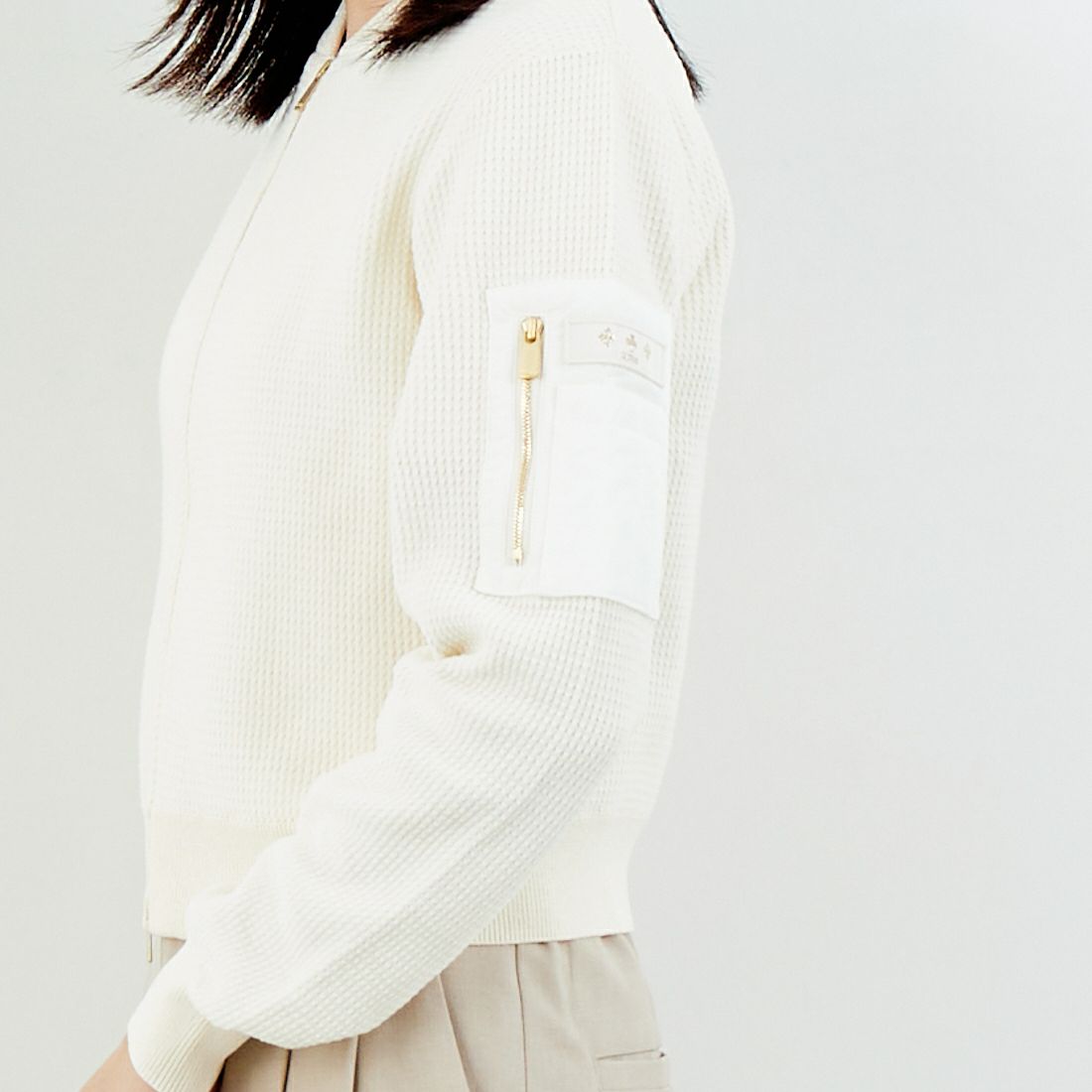 TATRAS [タトラス] SKALA/スカーラ ニットブルゾン [LCKZ0346053588] IVORY &&モデル身長：162cm 着用サイズ：2&&