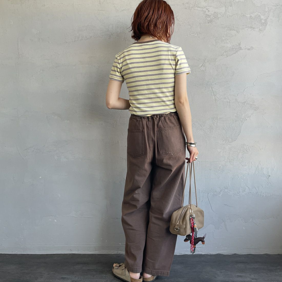 Robert P.Miller [ロバートピーミラー] 別注 配色 パネルリブショートスリーブTシャツ [RM261-2152IN-JF] BANANA &&モデル身長：158cm 着用サイズ：F&&