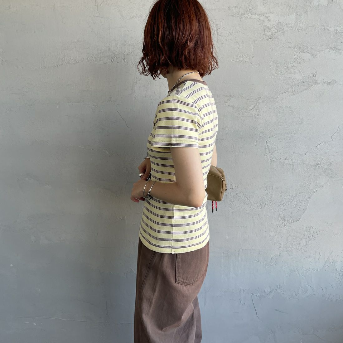 Robert P.Miller [ロバートピーミラー] 別注 配色 パネルリブショートスリーブTシャツ [RM261-2152IN-JF] BANANA