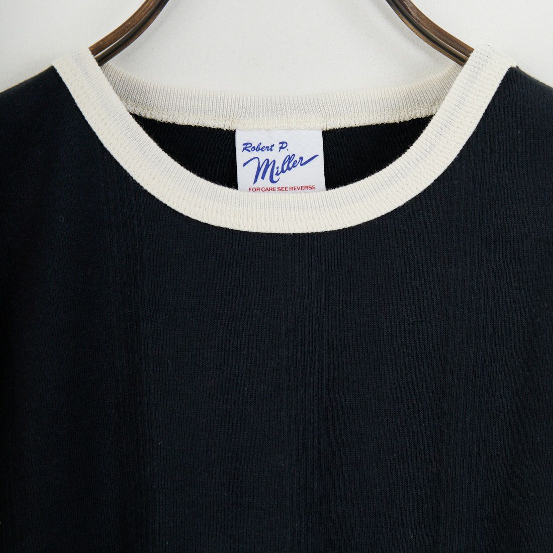 Robert P.Miller [ロバートピーミラー] 別注 配色 パネルリブショートスリーブTシャツ [RM261-2152IN-JF] BLK/IVO