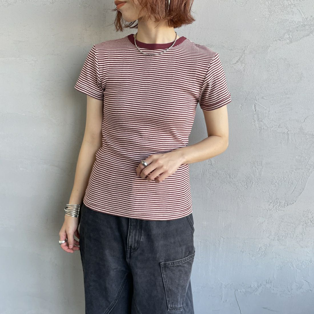 Robert P.Miller [ロバートピーミラー] 別注 配色 パネルリブショートスリーブTシャツ [RM261-2152IN-JF] BANANA