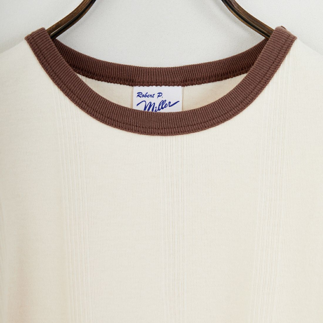 Robert P.Miller [ロバートピーミラー] 別注 配色 パネルリブショートスリーブTシャツ [RM261-2152IN-JF] IVO/BRN