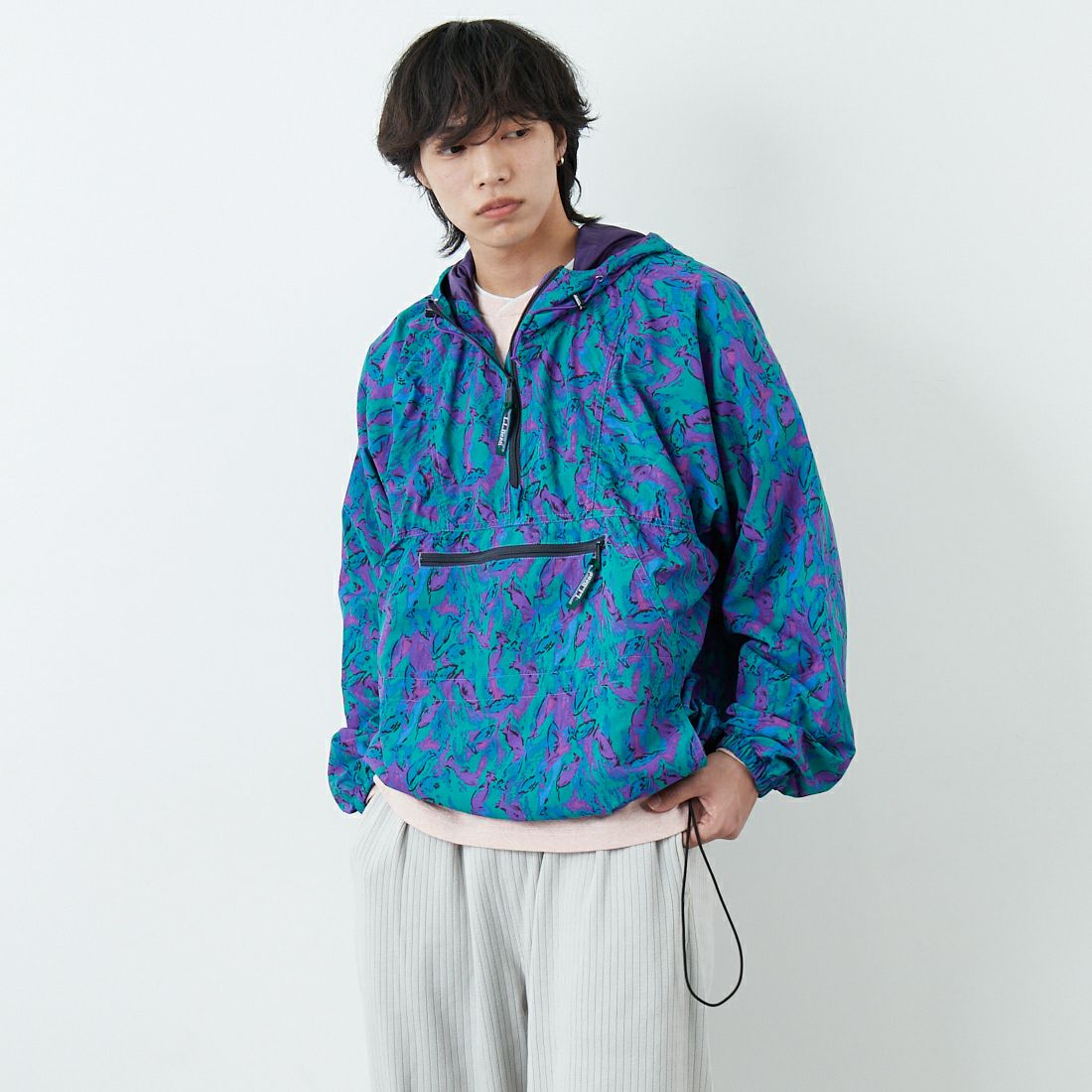 L.L.BEAN [エルエルビーン] MILO アノラックプリントパーカー [6175-3040] 90 SCHOOL &&モデル身長：179cm 着用サイズ：L&&