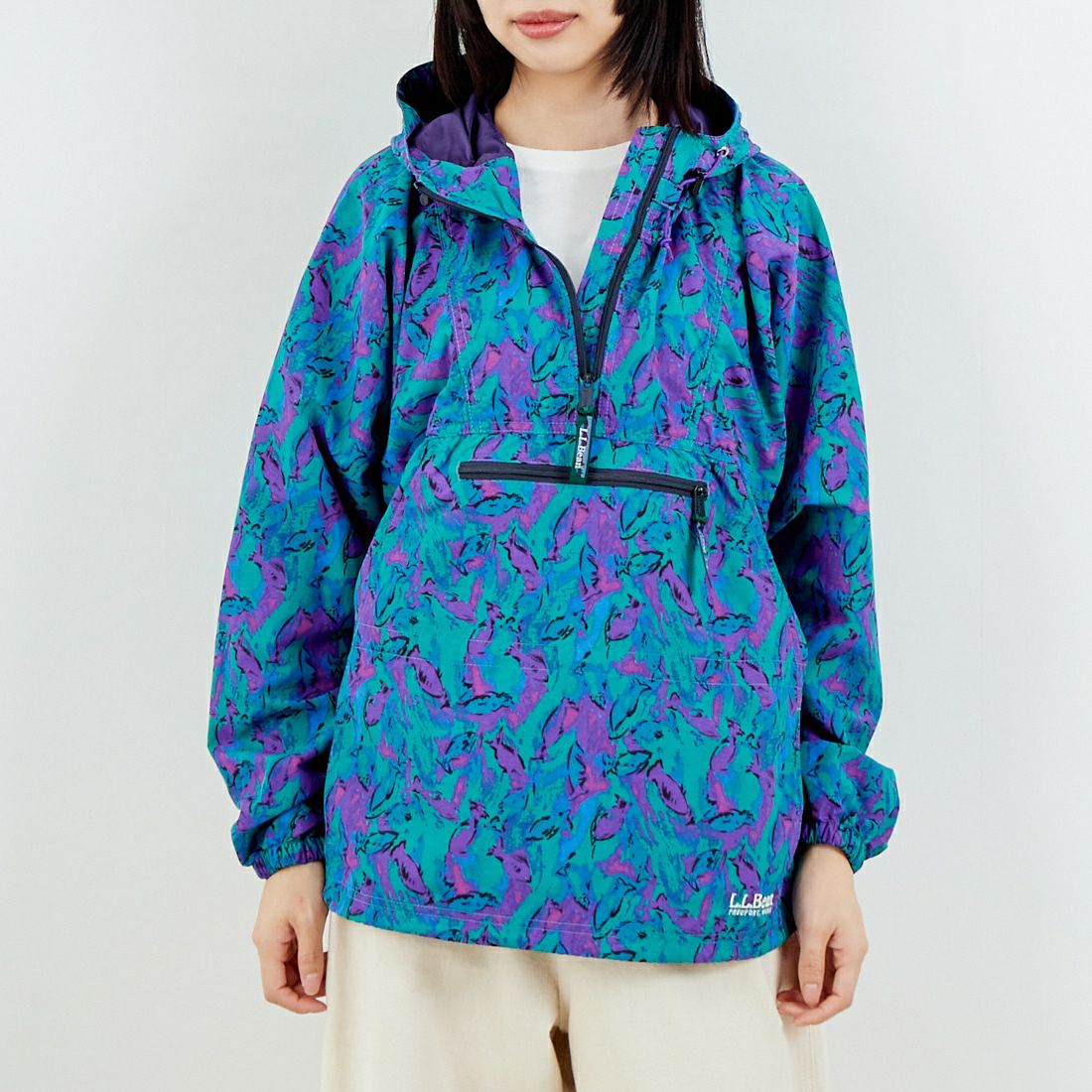 L.L.BEAN [エルエルビーン] MILO アノラックプリントパーカー [6175-3140] 90 SCHOOL &&モデル身長：162cm 着用サイズ：M&&