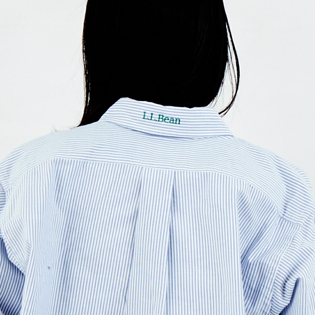 L.L.BEAN [エルエルビーン] ORONO ロングスリーブシャツ [6175-3143] 90 NAVY/WH &&モデル身長：162cm 着用サイズ：M&&