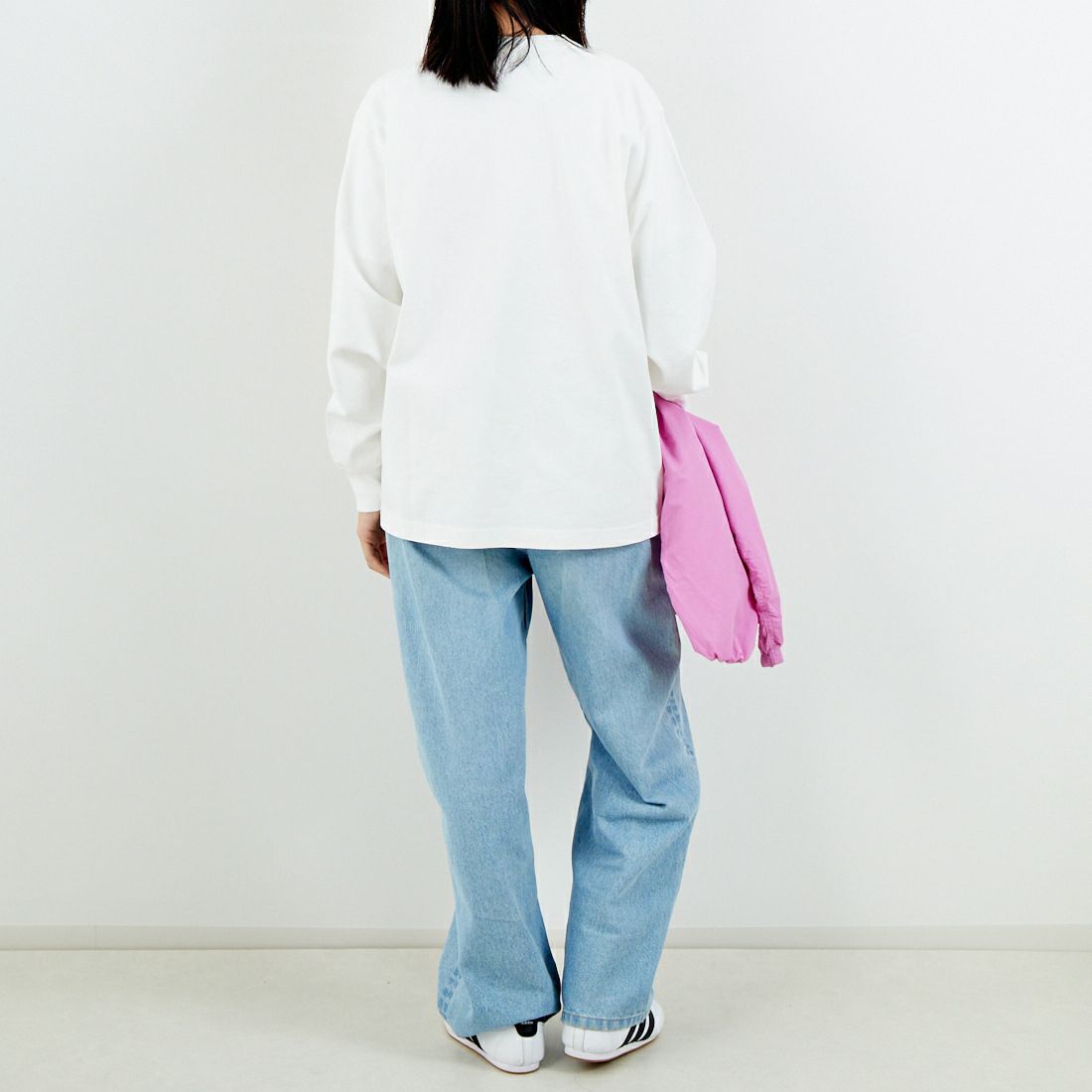 L.L.BEAN [エルエルビーン] Union ロングスリーブTシャツ [6175-3052] 09 WHITE &&モデル身長：162cm 着用サイズ：S&&