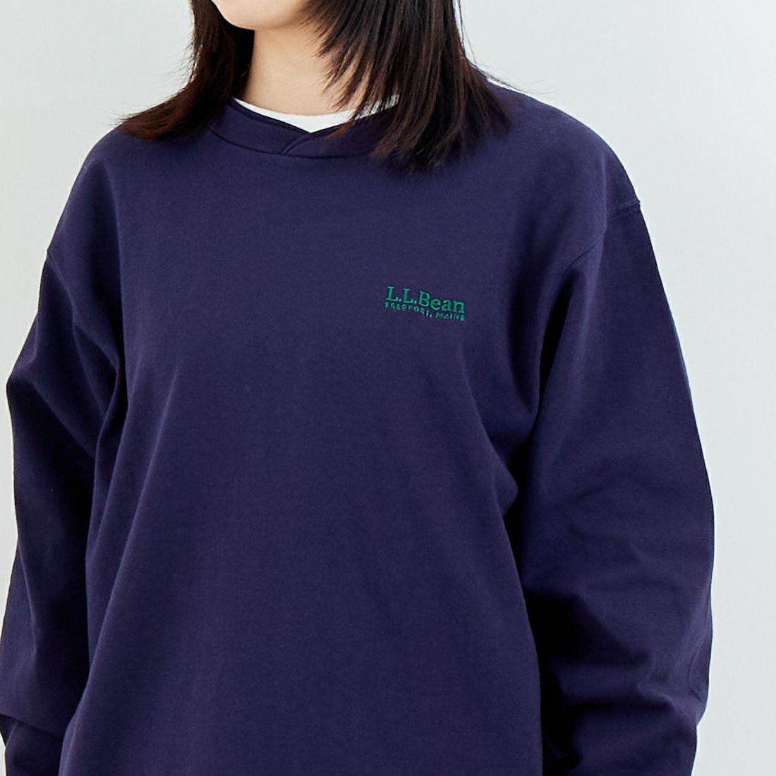 L.L.BEAN [エルエルビーン] Union ロングスリーブTシャツ [6175-3052] 67 NAVY &&モデル身長：162cm 着用サイズ：S&&