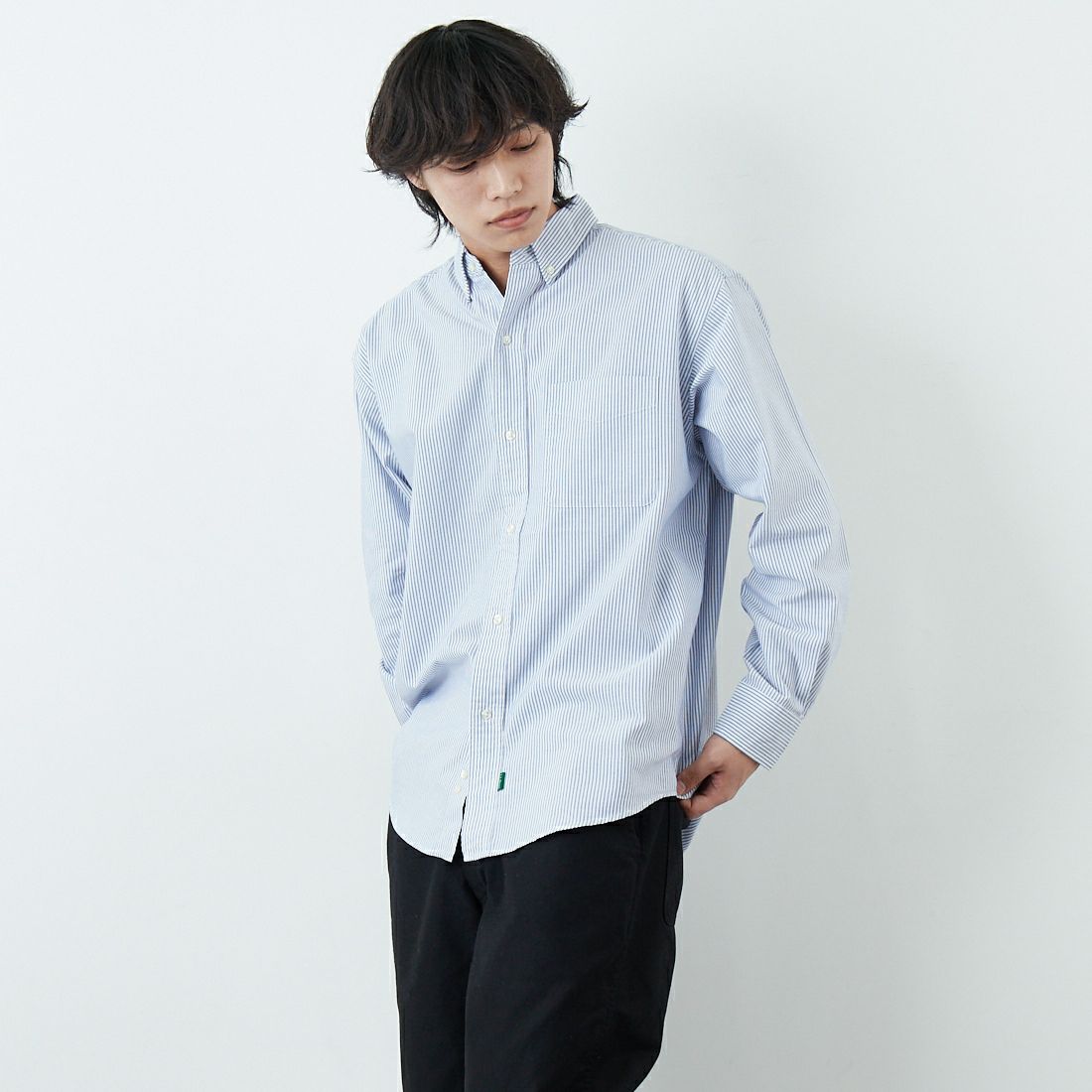 L.L.BEAN [エルエルビーン] ORONO ロングスリーブシャツ [6175-3043] 90 NAVY/WH &&モデル身長：179cm 着用サイズ：L&&