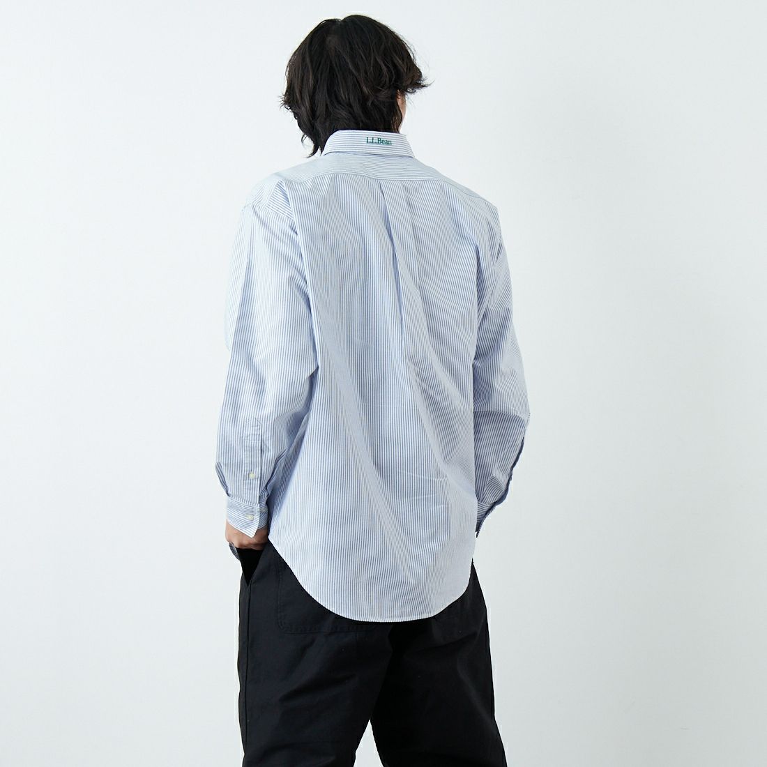 L.L.BEAN [エルエルビーン] ORONO ロングスリーブシャツ [6175-3043] 90 NAVY/WH &&モデル身長：179cm 着用サイズ：L&&