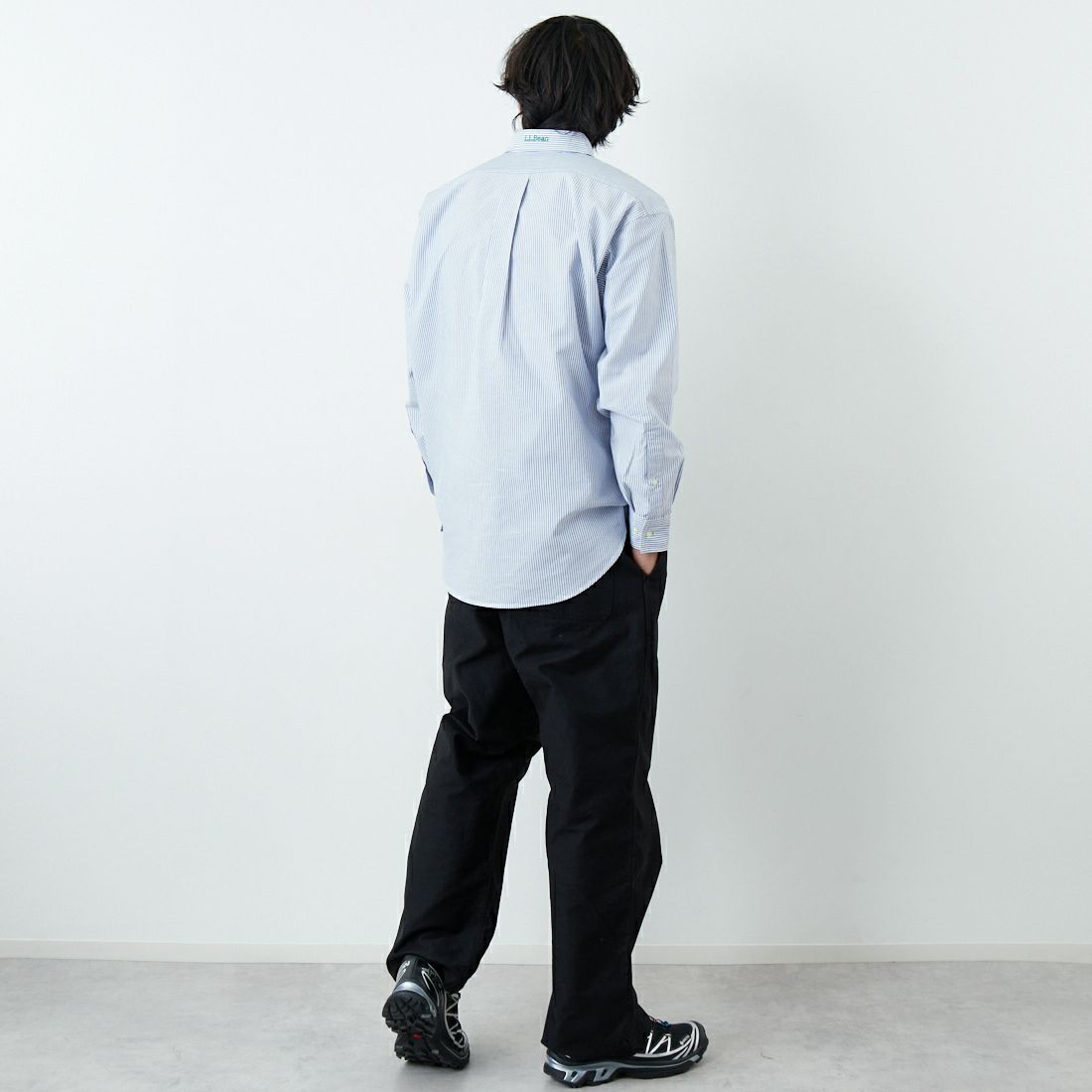 L.L.BEAN [エルエルビーン] ORONO ロングスリーブシャツ [6175-3043] 90 NAVY/WH &&モデル身長：179cm 着用サイズ：L&&