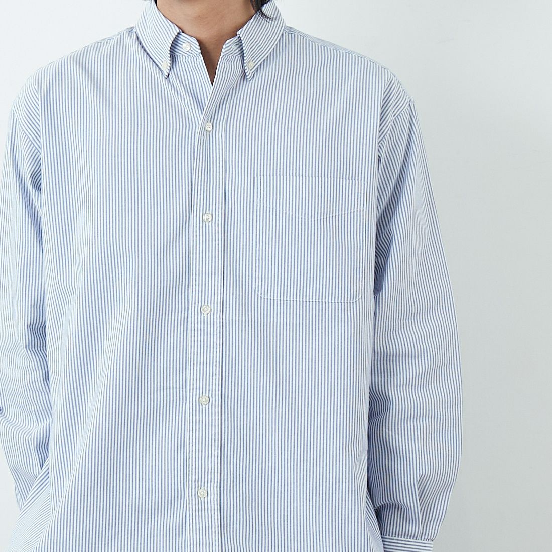 L.L.BEAN [エルエルビーン] ORONO ロングスリーブシャツ [6175-3043] 90 NAVY/WH &&モデル身長：179cm 着用サイズ：L&&