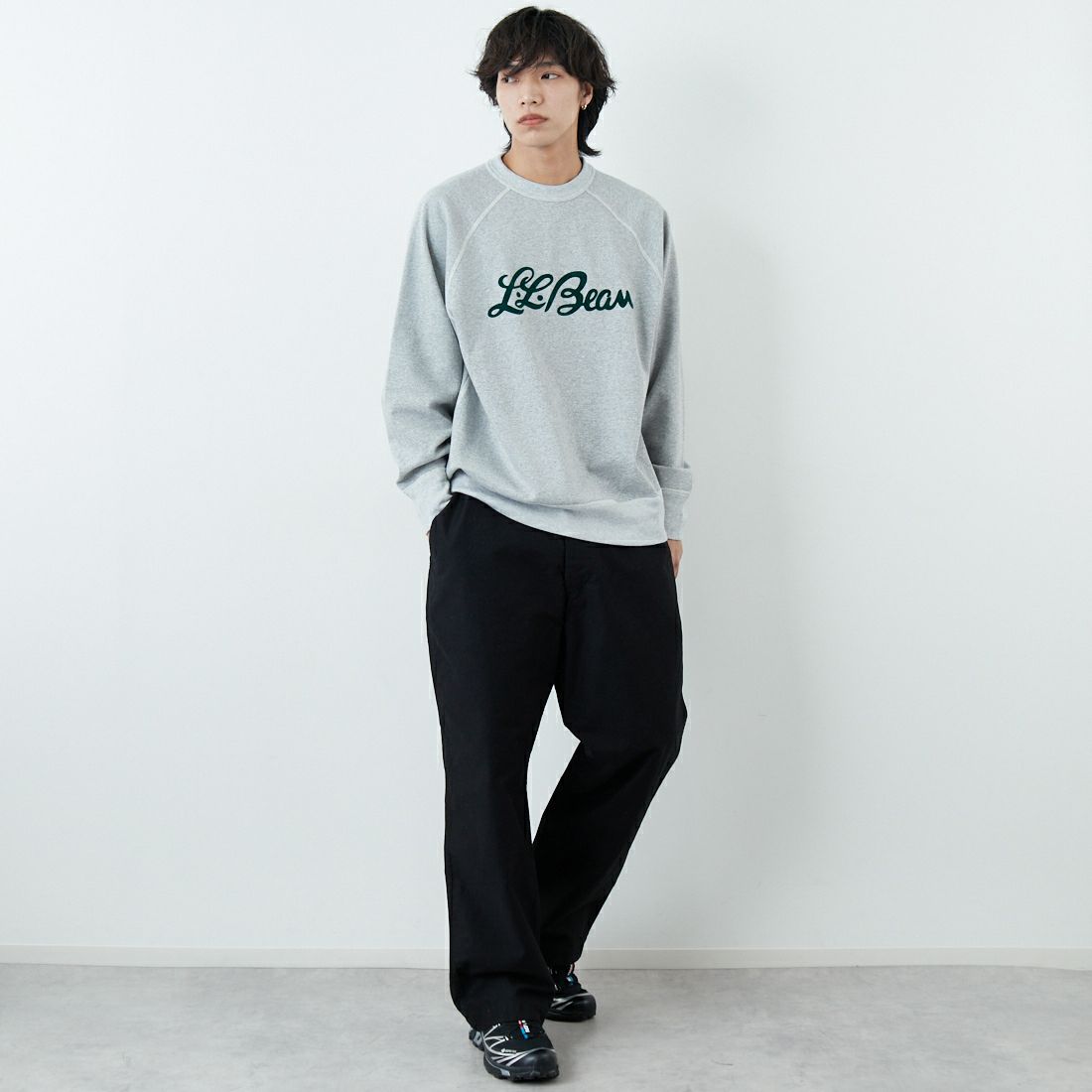 L.L.BEAN [エルエルビーン] PORTAGE クルーネックスウェット [6175-3049] 29 TOP GRY &&モデル身長：179cm 着用サイズ：L&&