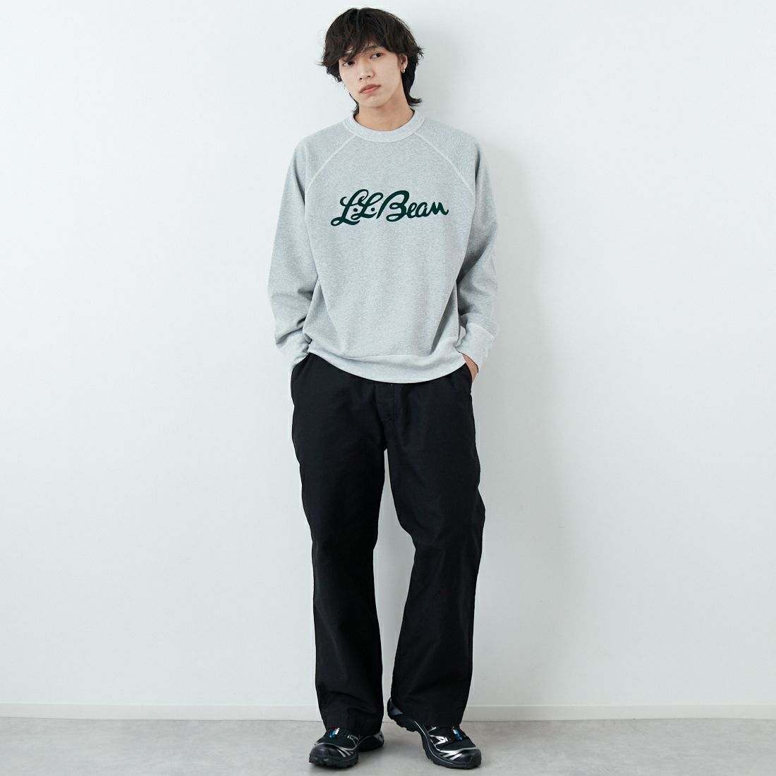 L.L.BEAN [エルエルビーン] PORTAGE クルーネックスウェット [6175-3049] 29 TOP GRY &&モデル身長：179cm 着用サイズ：L&&