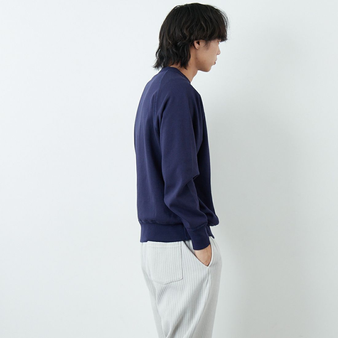 L.L.BEAN [エルエルビーン] PORTAGE クルーネックスウェット [6175-3049] 67 NAVY &&モデル身長：179cm 着用サイズ：M&&