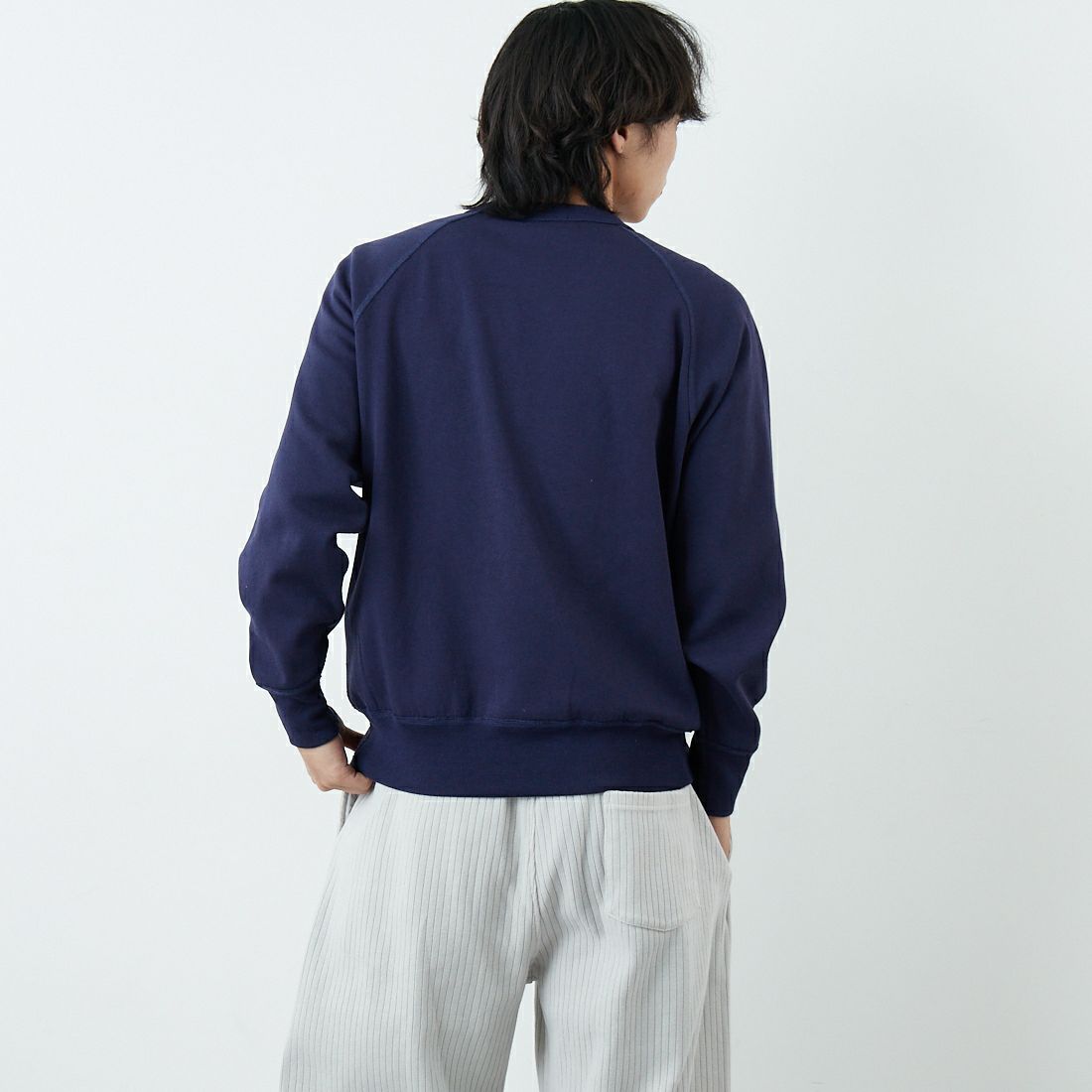 L.L.BEAN [エルエルビーン] PORTAGE クルーネックスウェット [6175-3049] 67 NAVY &&モデル身長：179cm 着用サイズ：M&&