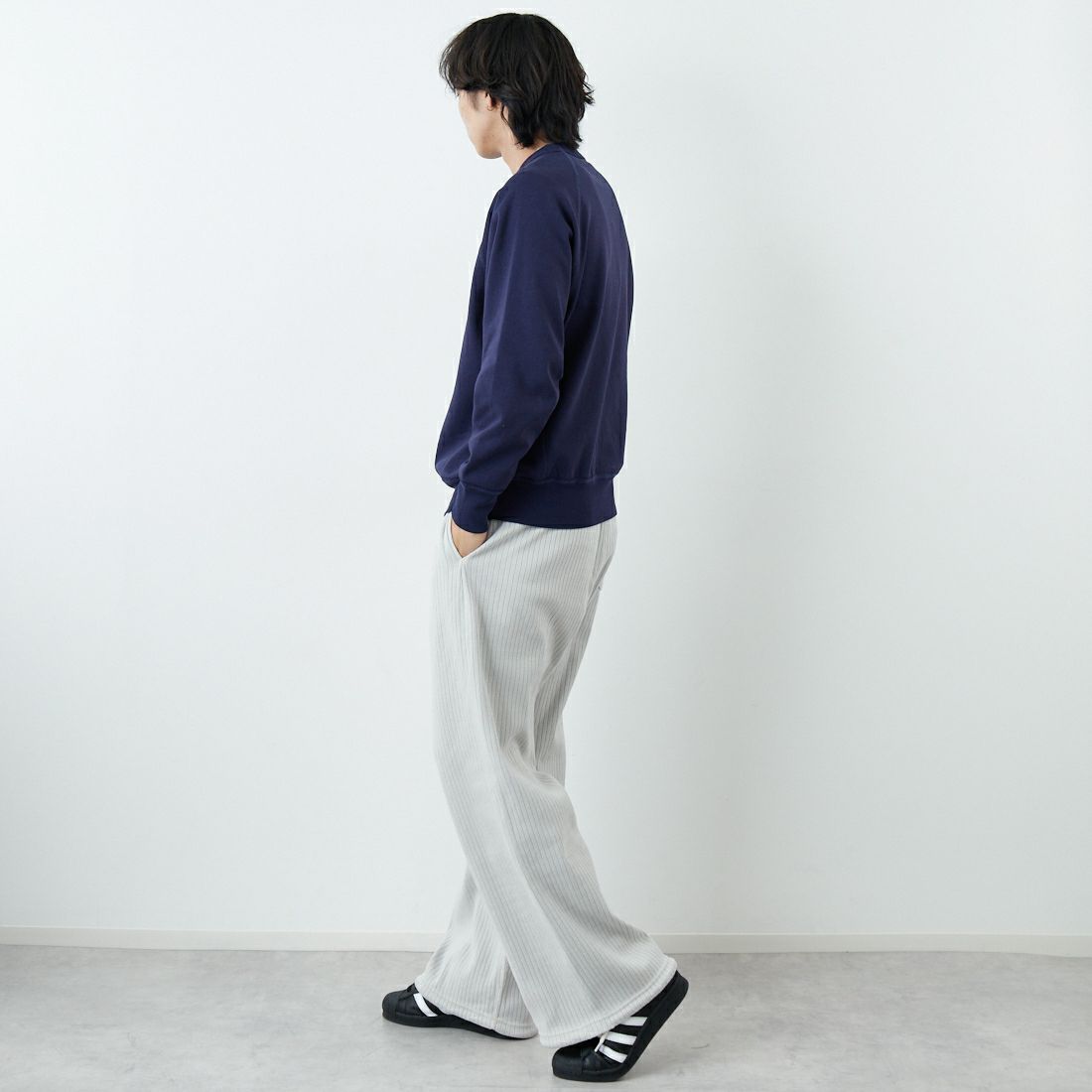 L.L.BEAN [エルエルビーン] PORTAGE クルーネックスウェット [6175-3049] 67 NAVY &&モデル身長：179cm 着用サイズ：M&&