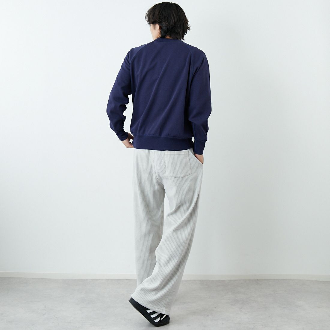 L.L.BEAN [エルエルビーン] PORTAGE クルーネックスウェット [6175-3049] 67 NAVY &&モデル身長：179cm 着用サイズ：M&&