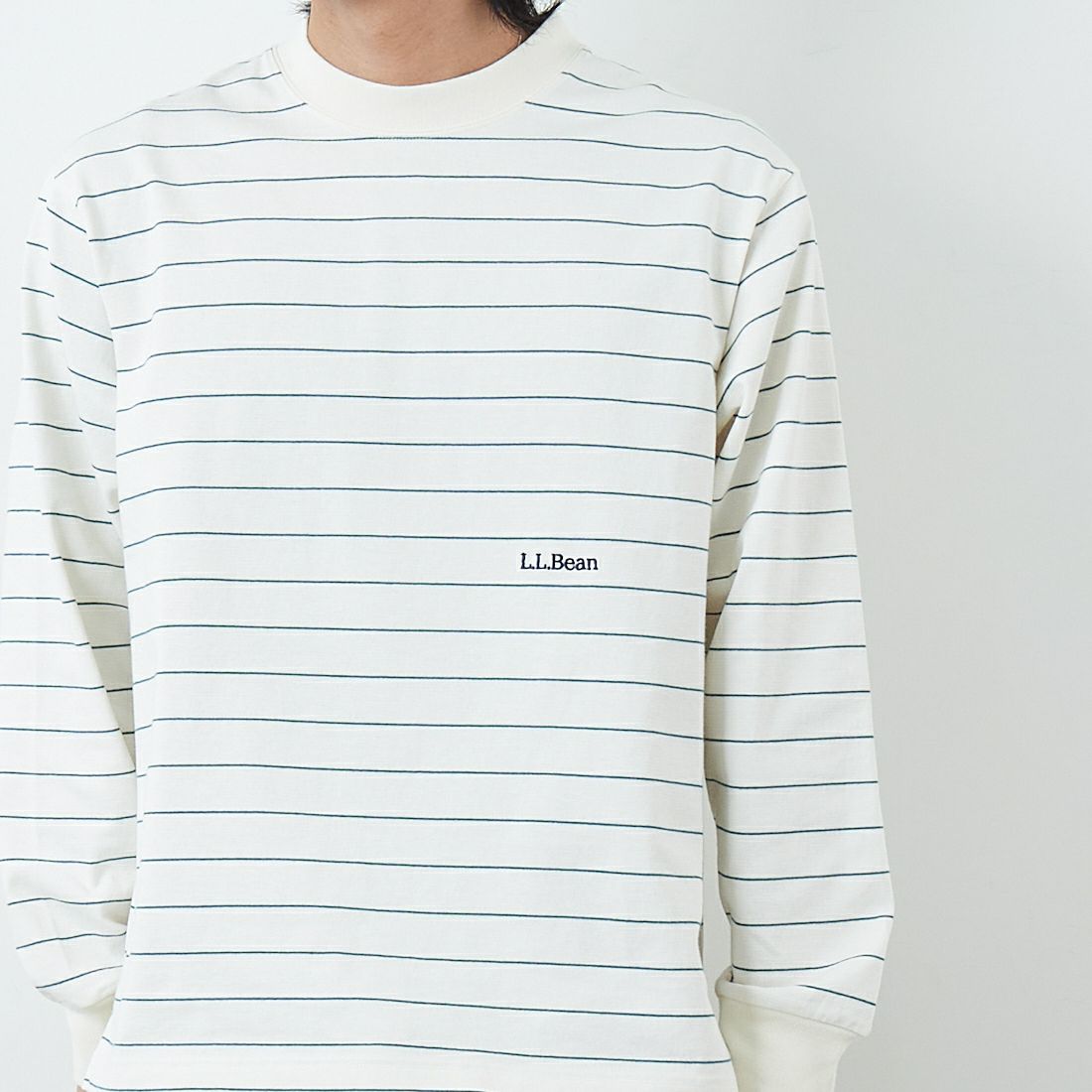 L.L.BEAN [エルエルビーン] Union ロングスリーブボーダーTシャツ [6175-3053] 90 OFF/GRN &&モデル身長：179cm 着用サイズ：M&&