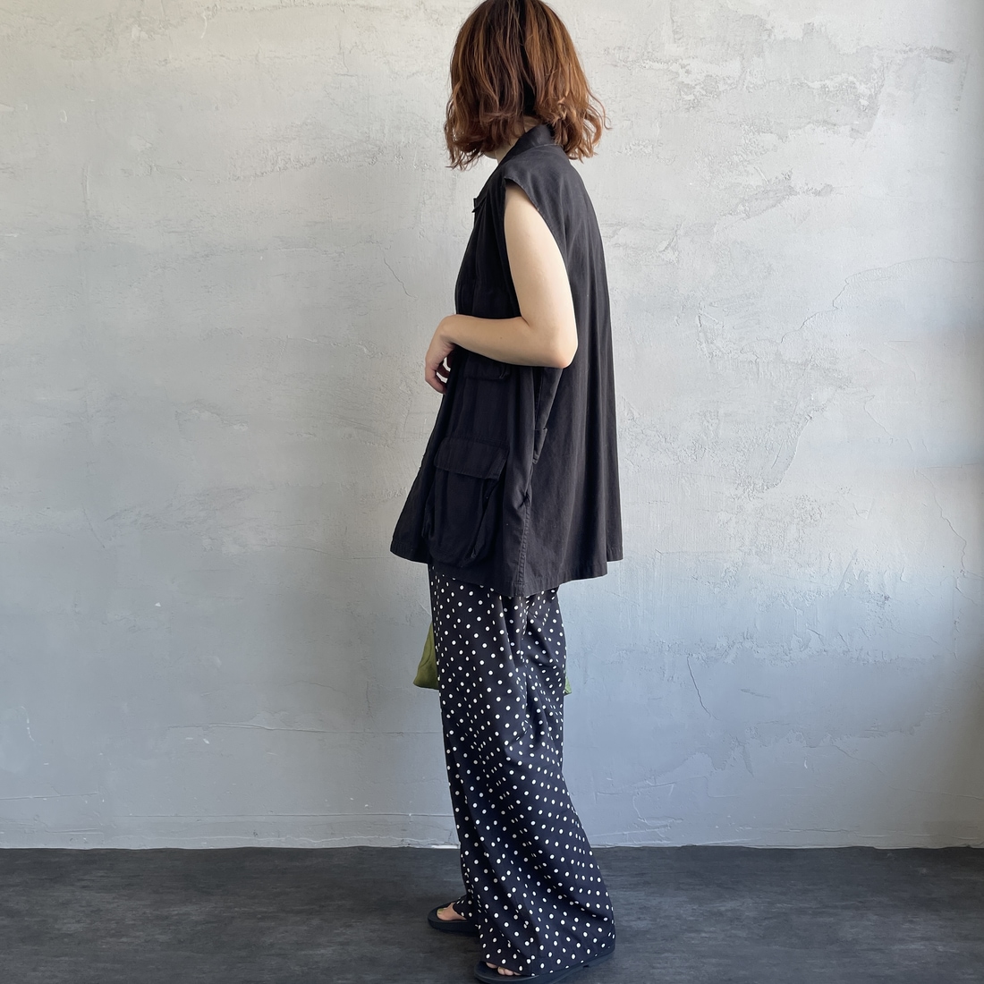 UNIVERSAL OVERALL [ユニバーサルオーバーオール] 別注 総柄イージーワイドパンツ [U2612634IN-JF] BLKﾄﾞｯﾄ